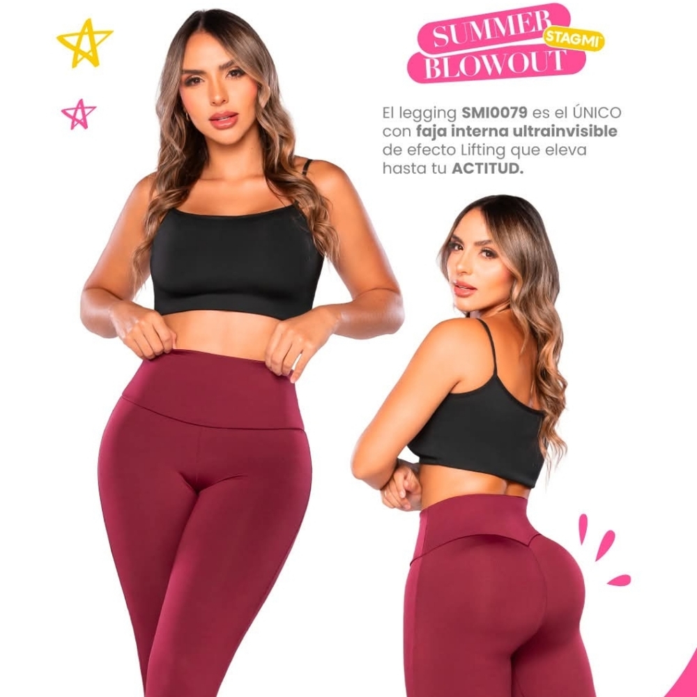 Leggings con Faja Stagmi Colombianas Tummy Control High Waist Butt Shaper New! - Picture 5 of 17